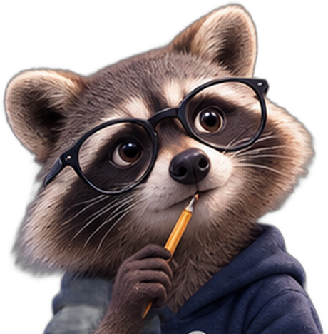 Derechito, la mascota de Legal Quiz, con anteojos y lápiz